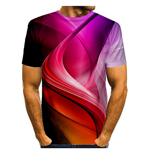 

Men's Graphic 3D Print Space Print T-shirt Basic Daily Red