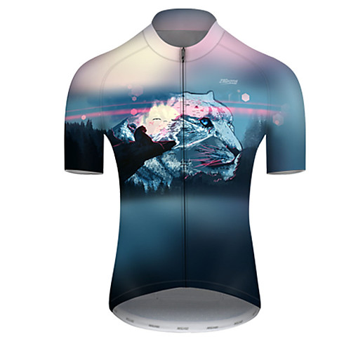 

21Grams Men's Short Sleeve Cycling Jersey Nylon Polyester Blue Animal Tiger Bike Jersey Top Mountain Bike MTB Road Bike Cycling Breathable Quick Dry Ultraviolet Resistant Sports Clothing Apparel