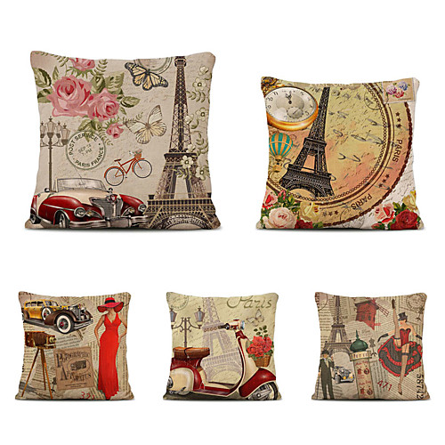 

Set of 5 Christmas Series Festive Pillowcase Car Cushion Cover Linen