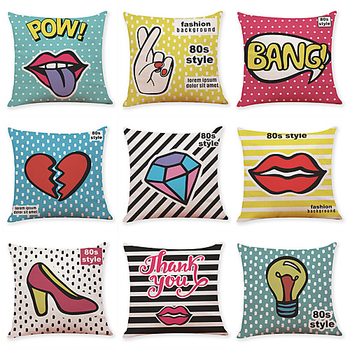 

9 Pcs Linen Pillow Cover Creative Pop Art Linen Pillow Case Car Pillow Cushion Sofa Pillow Pillow Office Nap Pillow