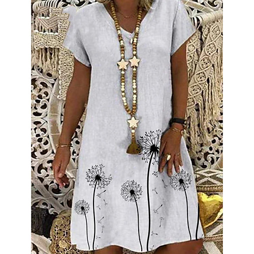 

Women's A-Line Dress Knee Length Dress - Short Sleeves Solid Color Summer Boho 2020 White S M L XL XXL XXXL XXXXL XXXXXL