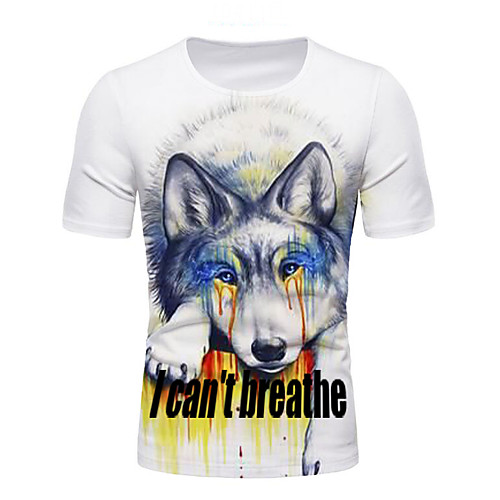 

Men's Graphic Animal Wolf T-shirt Basic Elegant Daily Going out Rainbow