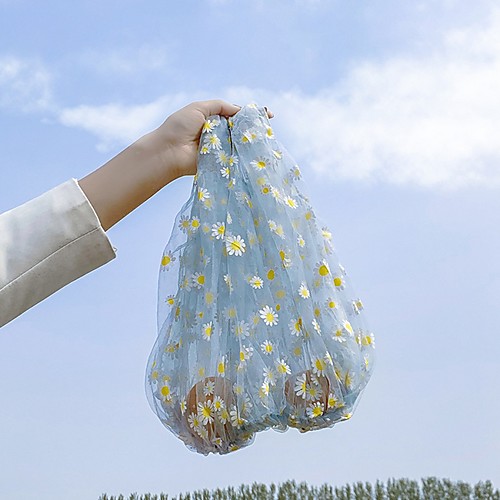 

Women's Nylon Top Handle Bag Floral Print White / Blue / Blushing Pink