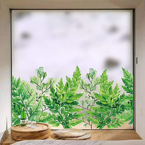 

Frosted Privacy Green Plants Pattern Window Film Home Bedroom Bathroom Glass Window Film Stickers Self Adhesive Sticker 58 x 60CM