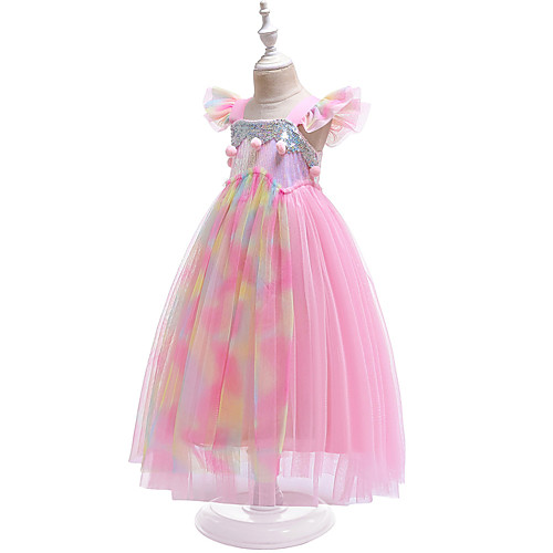 

Princess Unicorn Dress Flower Girl Dress Girls' Movie Cosplay Pink Dress Polyester