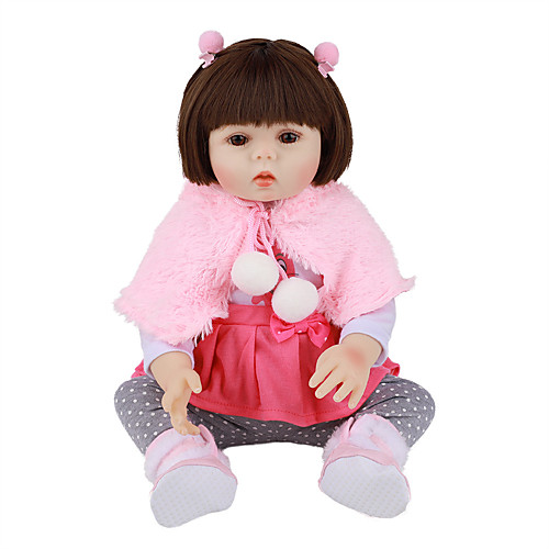 

FeelWind 18 inch Reborn Doll Baby & Toddler Toy Reborn Toddler Doll Baby Girl Gift Cute Lovely Parent-Child Interaction Tipped and Sealed Nails Full Body Silicone LV027 with Clothes and Accessories