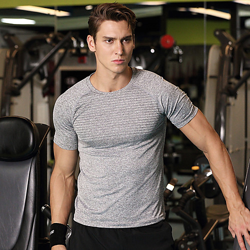 

Men's Ice Silk Running T-Shirt Workout Shirt Running Base Layer Round Neck Running Walking Fitness Breathable Quick Dry Soft Sportswear Tee / T-shirt Short Sleeve Activewear Stretchy