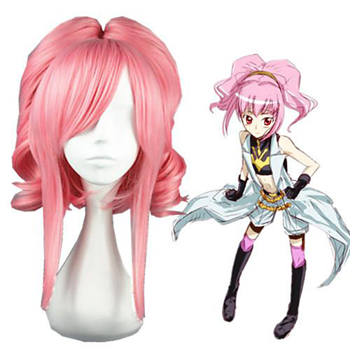 

Cosplay Wig Anya Alstreim Code Geass Curly Cosplay Asymmetrical With Bangs Wig Short Pink Synthetic Hair 18 inch Women's Anime Cosplay Lovely Pink