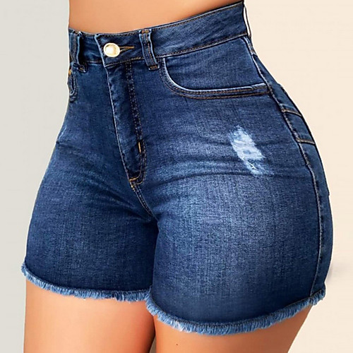 

Women's Basic Chinos Shorts Pants - Solid Colored Blue S / M / L