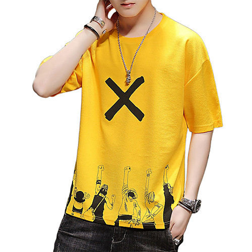 

Men's Letter T-shirt Daily Weekend White / Black / Yellow / Gray