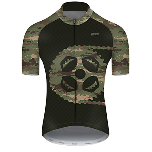 

21Grams Men's Short Sleeve Cycling Jersey Nylon Polyester Black / Green Polka Dot Camo / Camouflage Bike Jersey Top Mountain Bike MTB Road Bike Cycling Breathable Quick Dry Ultraviolet Resistant