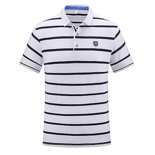 

Men's Striped Print Polo Daily White / Blue / Red