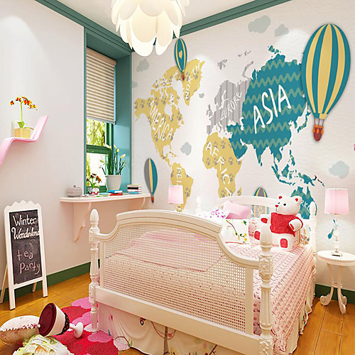 

Home Decoration Custom Self Adhesive Mural Wallpaper Balloon Map Children's Cartoon Style Suitable For Bedroom Children's Room