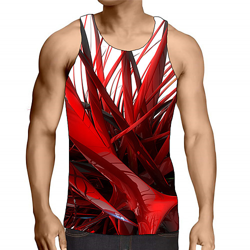 

Men's Graphic Print Tank Top Street chic Exaggerated Daily Going out Red / Rainbow