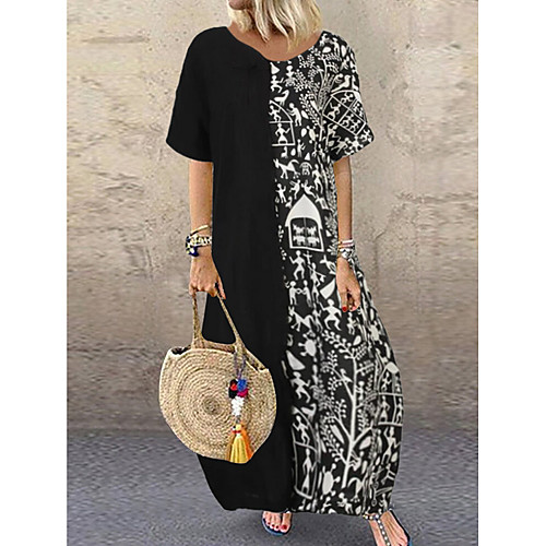 

Women's Shift Dress Maxi long Dress - Half Sleeve Geometric Summer Casual 2020 Black Red M L XL XXL XXXL XXXXL XXXXXL
