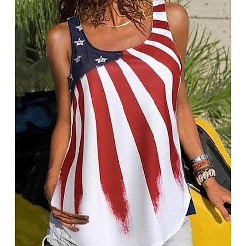 

Women's Tank Top National Flag Round Neck Tops Basic Top White