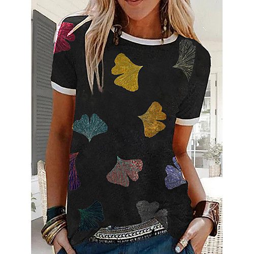 

Women's T-shirt Graphic Tops - Print Round Neck Basic Daily Blue M L XL 2XL 3XL