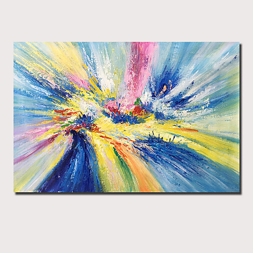 

Oil Painting Hand Painted Horizontal Panoramic Abstract Floral / Botanical Comtemporary Modern Stretched Canvas