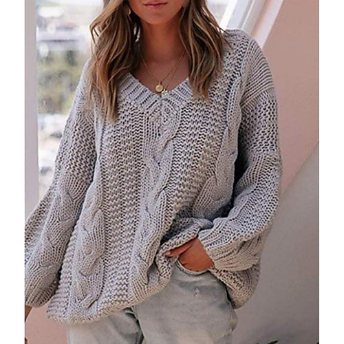 

Women's Striped / Solid Colored Long Sleeve Pullover Sweater Jumper, V Neck Blue / Purple / Yellow S / M / L