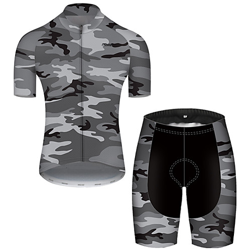 

21Grams Men's Short Sleeve Cycling Jersey with Shorts Nylon Polyester Camouflage Patchwork Camo / Camouflage Bike Clothing Suit Breathable 3D Pad Quick Dry Ultraviolet Resistant Reflective Strips