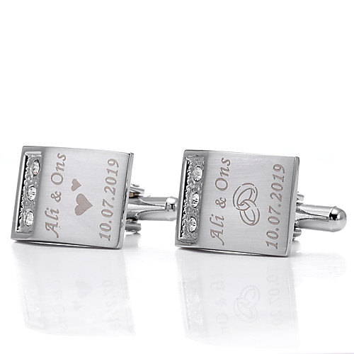 

Personalized Customized Men's Cufflink Set Geometrical Geometric 1pc / pack Silver