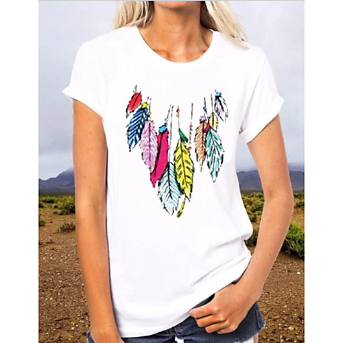

Women's T-shirt Graphic Tops Round Neck Daily Summer Blue Yellow Blushing Pink XS S M L XL 2XL 3XL