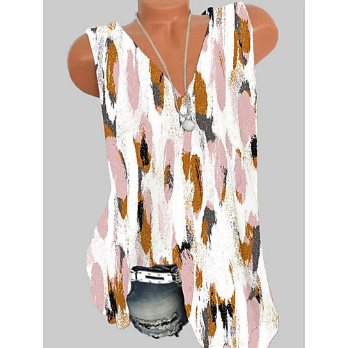 

Women's Tank Top Floral Tops V Neck Daily Summer White S M L XL 2XL 3XL 4XL 5XL