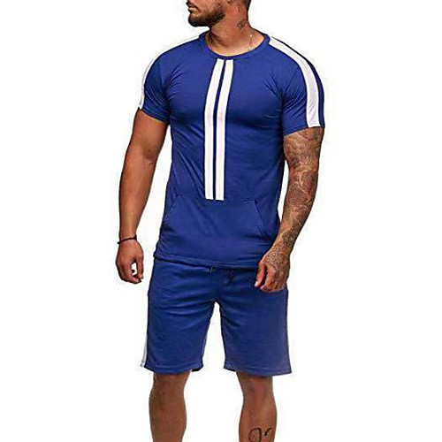 

Men's Color Block Set Basic Daily White / Black / Red / Army Green / Navy Blue