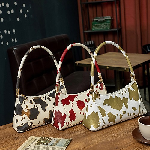 

Women's Zipper PU Top Handle Bag White / Black / Red