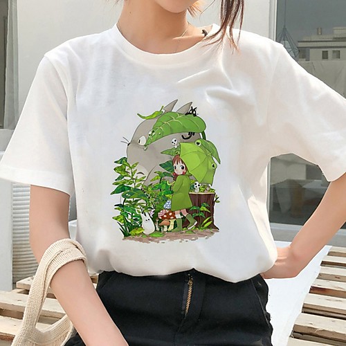 

Women's Cartoon T-shirt Daily Blue / Green / Gray