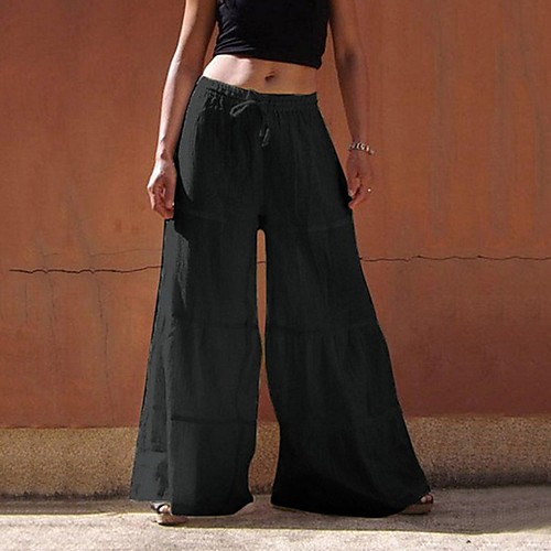 

Women's Basic Loose Chinos Pants - Solid Colored White Black Blue S / M / L