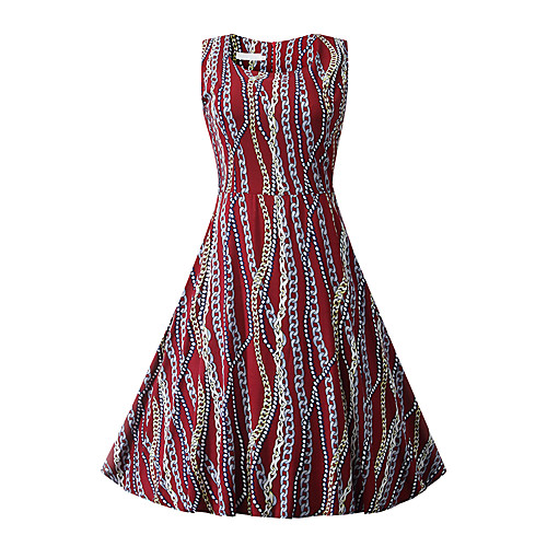 

Women's Sheath Dress Knee Length Dress - Sleeveless Geometric Summer Casual 2020 Rainbow XS S M L XL XXL