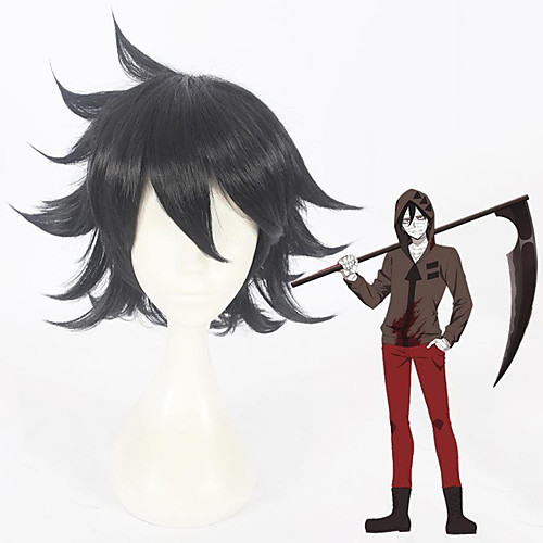 

Cosplay Wig Isaac Foster Angels of Death Straight Cosplay Layered Haircut With Bangs Wig Short Black Synthetic Hair 14 inch Men's Anime Cosplay Cool Black
