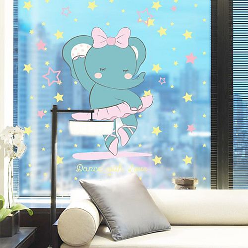 

Cute Cartoon Elephant Pattern Matte Window Sticker Bathroom Kitchen Kids Room Shop Living Room Bedroom Balcony Window Film 6058cm