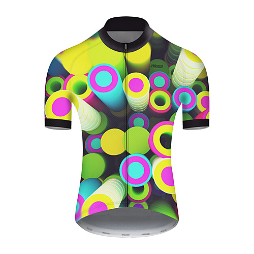 

21Grams Men's Short Sleeve Cycling Jersey Nylon Polyester Green / Yellow Polka Dot 3D Gradient Bike Jersey Top Mountain Bike MTB Road Bike Cycling Breathable Quick Dry Ultraviolet Resistant Sports