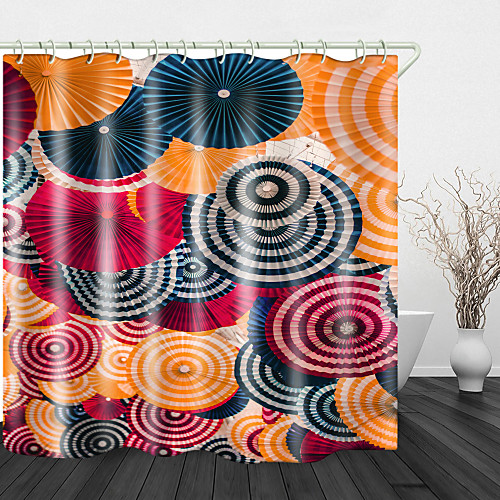 

Colorful Umbrella Digital Print Waterproof Fabric Shower Curtain for Bathroom Home Decor Covered Bathtub Curtains Liner Includes with Hooks