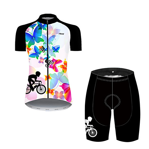 

21Grams Women's Short Sleeve Cycling Jersey with Shorts Nylon Polyester Black / Blue Butterfly Gradient Bike Clothing Suit Breathable 3D Pad Quick Dry Ultraviolet Resistant Reflective Strips Sports