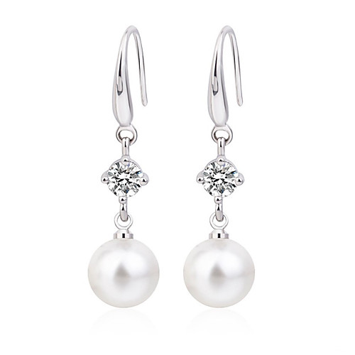 

Women's Cubic Zirconia Earrings Retro Precious Imitation Pearl Earrings Jewelry Silver For Wedding Party Bar Festival 1 Pair