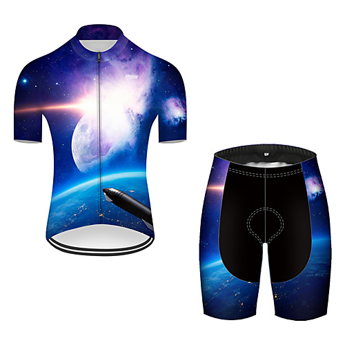 

21Grams Men's Short Sleeve Cycling Jersey with Shorts Nylon Polyester Black / Blue 3D Gradient Rocket Bike Clothing Suit Breathable 3D Pad Quick Dry Ultraviolet Resistant Reflective Strips Sports 3D