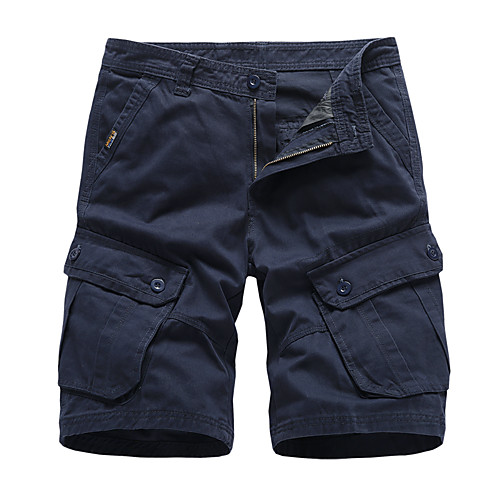 

Men's Basic Breathable Cotton Slim Daily Weekend Shorts Tactical Cargo Pants Solid Colored Knee Length Black Army Green Khaki / Summer