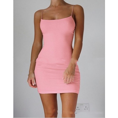 

Women's Strap Dress Short Mini Dress White Black Blushing Pink Brown Gray Sleeveless Summer Basic Hot Sexy 2021 S M L XL XXL