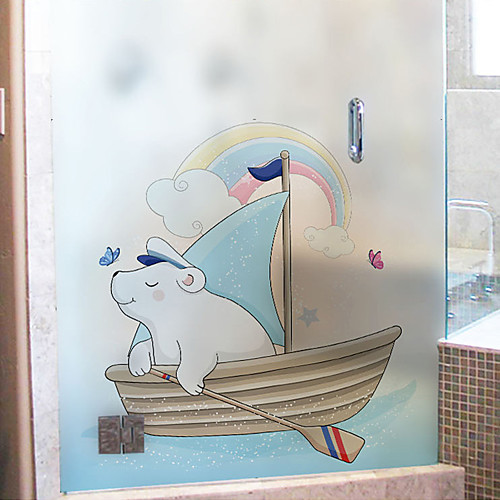 

Cartoon Bear Pattern Matte Window Sticker Bathroom Kitchen Kids Room Shop Living Room Bedroom Balcony Window Film 6058cm