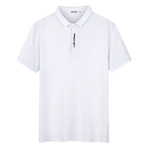 

Men's Solid Colored Letter Polo Basic Daily White / Black / Light Green