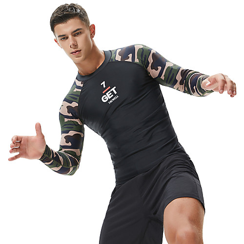 

SEOBEAN Men's Diving Rash Guard Top Breathable Long Sleeve Swimming Diving Surfing Patchwork Autumn / Fall Spring Summer / Stretchy