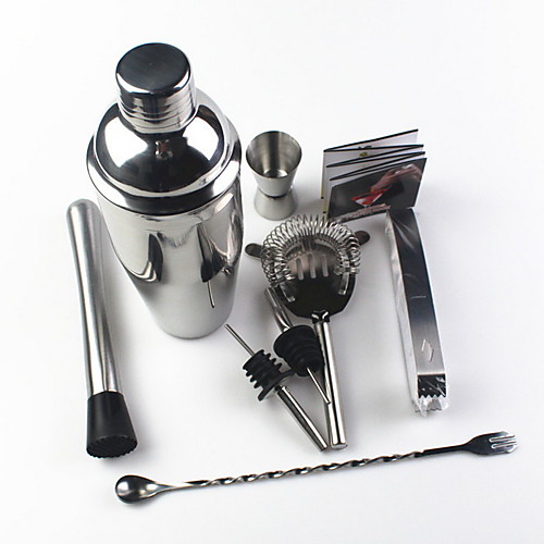 

Cocktail Bartender Set New Set Nine Piece Set Stainless Steel 750ml With Recipe