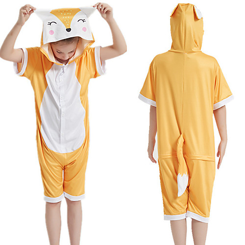 

Kid's Kigurumi Pajamas Fox Onesie Pajamas Silk Fabric Orange Cosplay For Boys and Girls Animal Sleepwear Cartoon Festival / Holiday Costumes / Leotard / Onesie