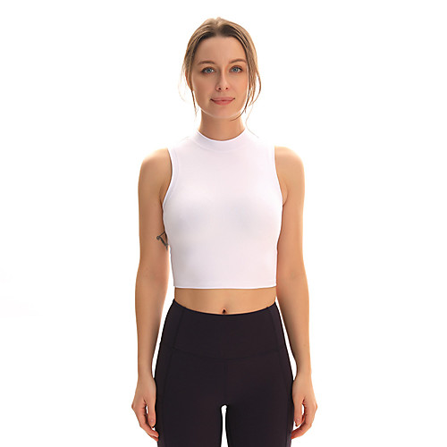 

Women's Crop Top Fashion White Black Army Green Green Blue Elastane Yoga Running Fitness Top Sport Activewear Breathable Comfort Quick Dry Freedom Stretchy