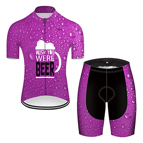 

21Grams Men's Short Sleeve Cycling Jersey with Shorts Violet Oktoberfest Beer Bike Breathable Sports Patterned Mountain Bike MTB Road Bike Cycling Clothing Apparel / Stretchy