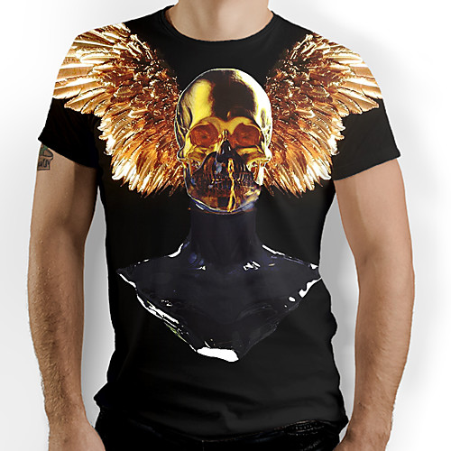 

Men's Graphic Skull Print T-shirt Daily Black