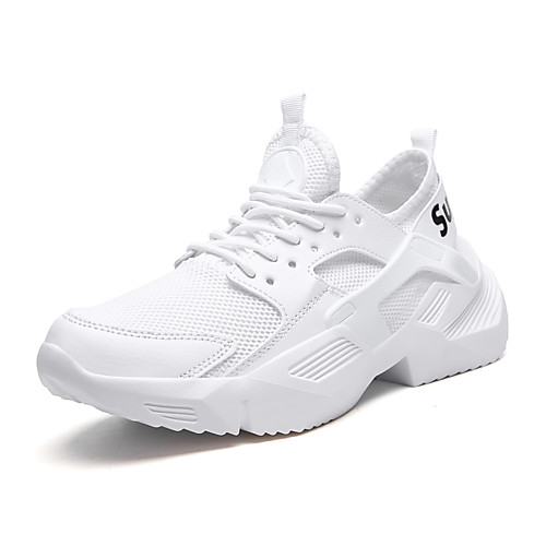 

Men's Summer / Fall Sporty / Casual Daily Outdoor Trainers / Athletic Shoes Running Shoes / Walking Shoes PU / Tissage Volant Breathable Non-slipping Height-increasing White / Black